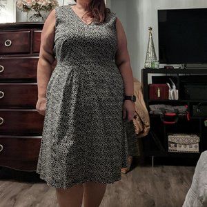 V Neck Navy Polka Dot Dress